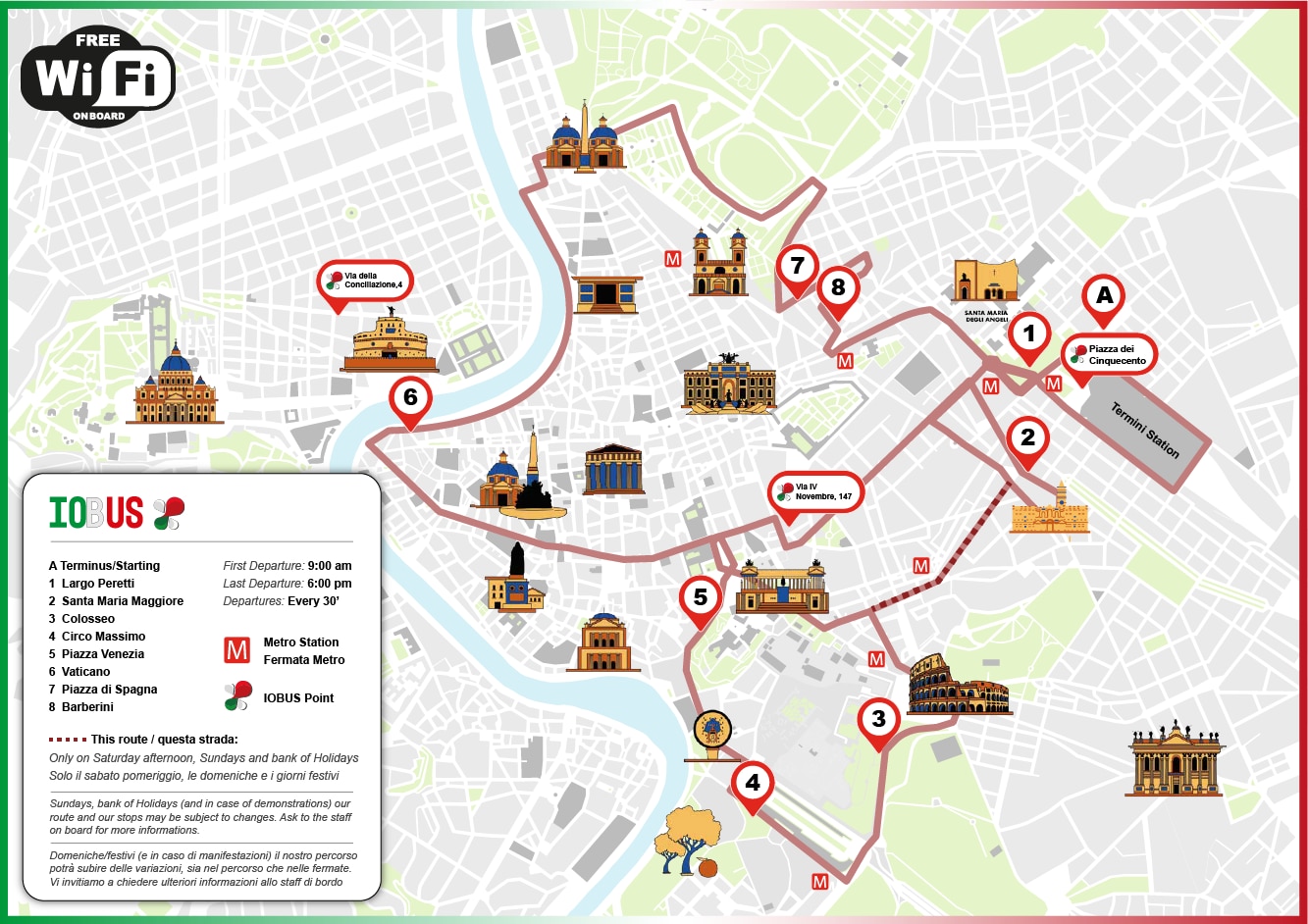 rome bus tours stops